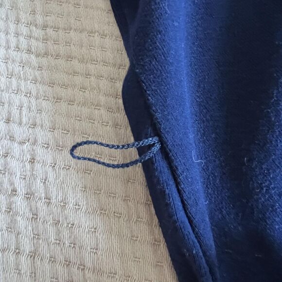 Lauren Ralph Lauren Dress Womens Medium Navy Stripe Button Shoulder Boatneck - Picture 12 of 14